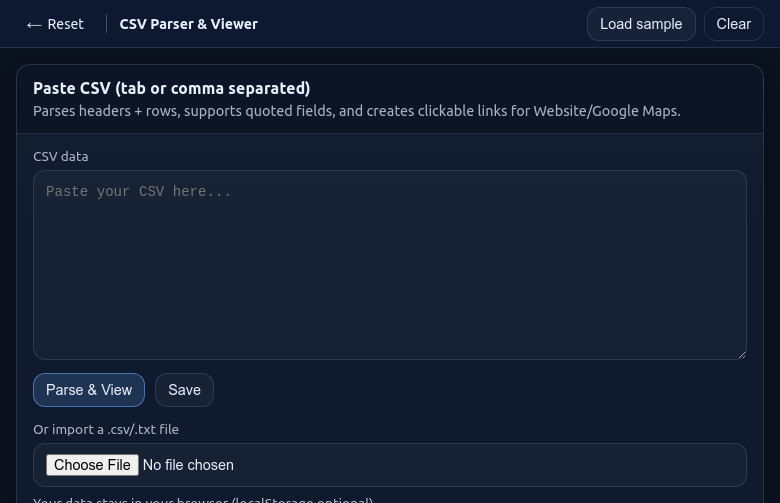 CSV File Parser preview