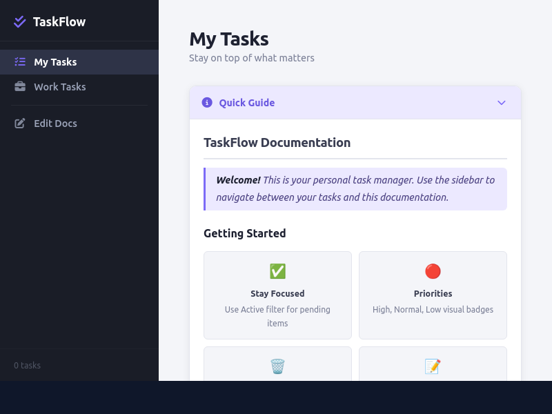 Mockup of simple in-app documentation preview